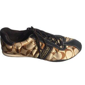 Coach Kirby Sateen Tennis Sneakers Shoes 7.5 Womens Signature Brown Tan Y2K